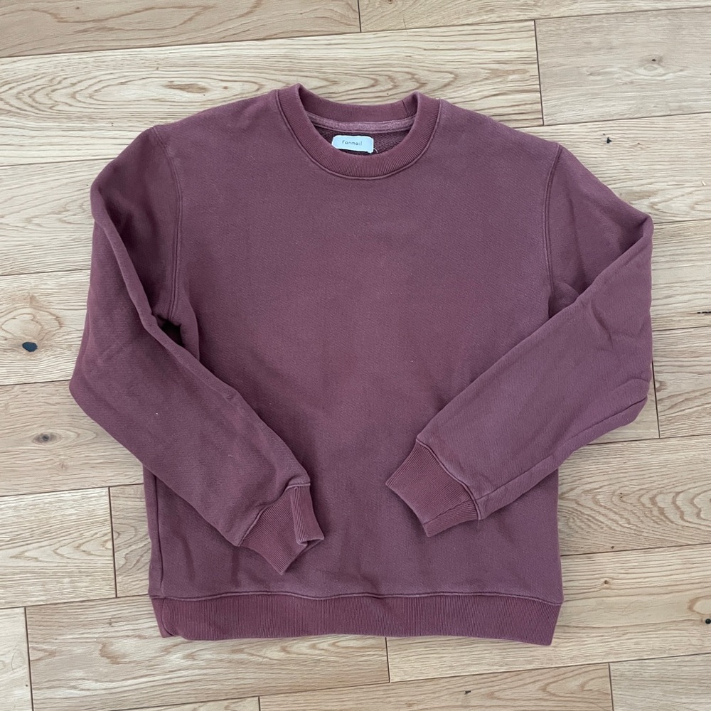FANMAIL men’s cotton loopback sweatshirt, SMALL, burgundy.